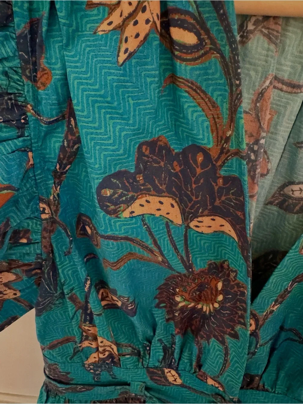 ULLA JOHNSON Sena Ruffled Cotton Mini Dress Laguna Blue Size 6 - Picture 8 of 10